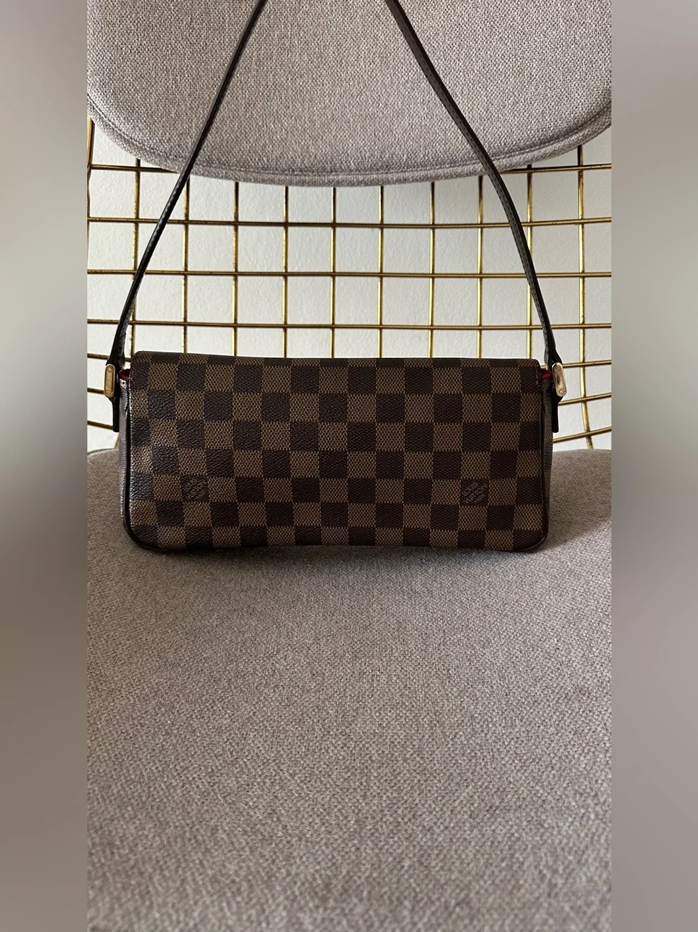 Louis Vuitton Damier Ebene Recoleta Shoulder Baguette - Dark Brown